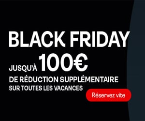 Code promo BLACK FRIDAY TUI Belgique: jusqu'à 100 € de réduction immédiate sur vos vacances en avion, en voiture, au ski ou votre citytrip
